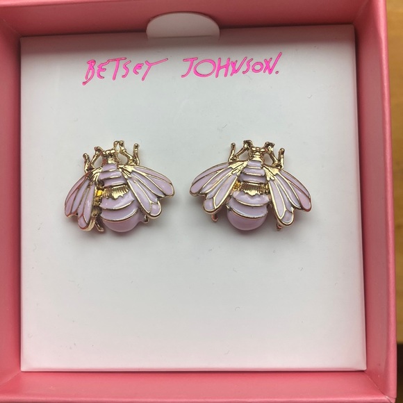 Betsey Johnson Bumble Bee earrings Pink and Gold NWT NIB - Picture 3 of 3